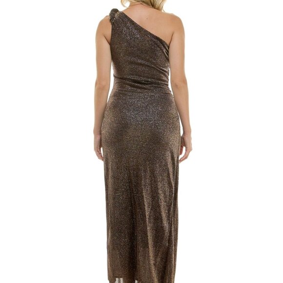 Taylor Women's Asymmetric Metallic Sleeveless Gown – Black/Gold – NWT Size 4 - Picture 4 of 4